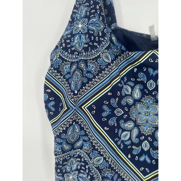 Lands' End Size 22W Paisley Floral Blue Underwire Padded Tankini Swim Top Modest - Picture 2 of 9